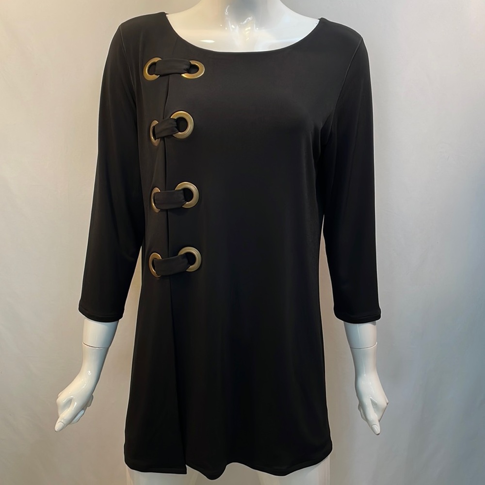 EVA VARRO 3/4 SLEEVES SIDE GROMMETS TUNIC BLACK!
